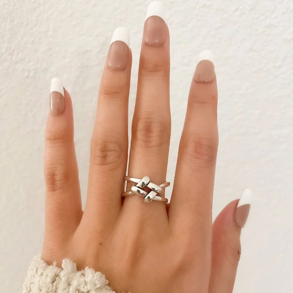 925 Sterling Silver Knot Ring Minimalist Dainty Ring Modern Geometric Ring - Picture 6 of 10